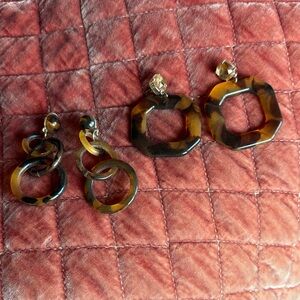 2 set Tortoiseshell Resin Earrings - Drop Earrings